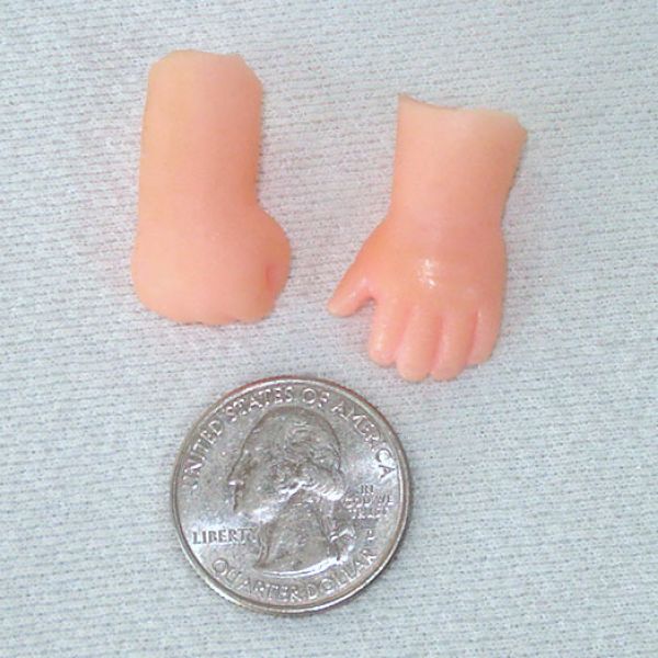 Tiny Soft Plastic Craft Baby Doll Hands #3