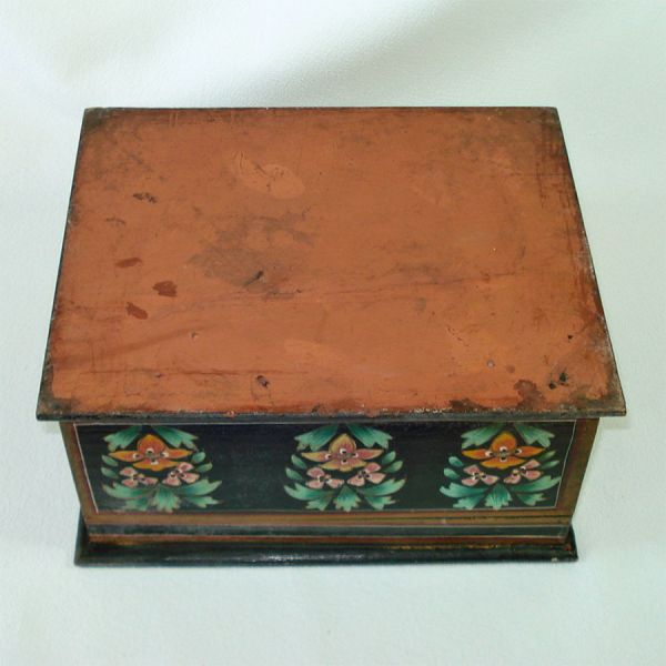 Antique Tole Painted Wood Keepsake Box #6