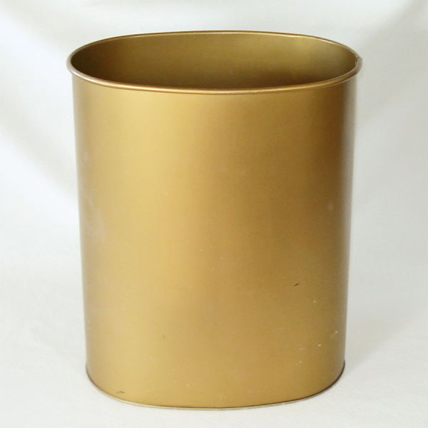 Tole Painted Flowers Metal Waste Basket Trash Can #2