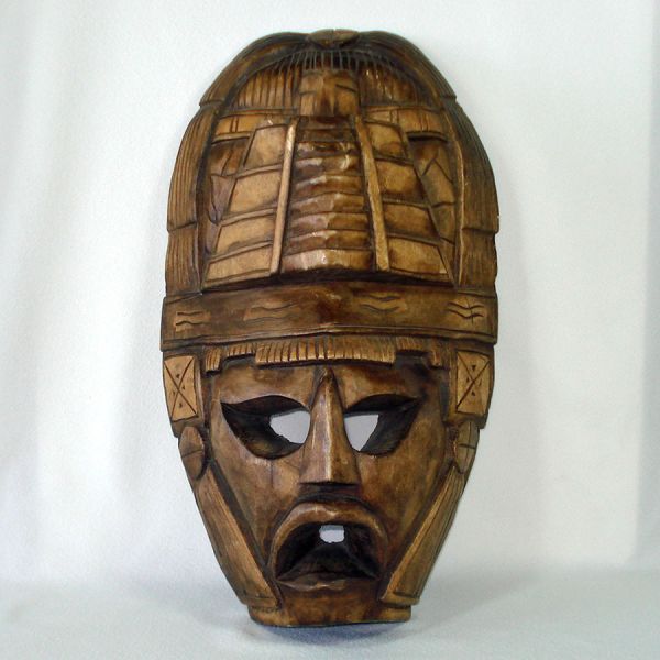 Carved Wood Tribal Mask Wall Decor 18 inches