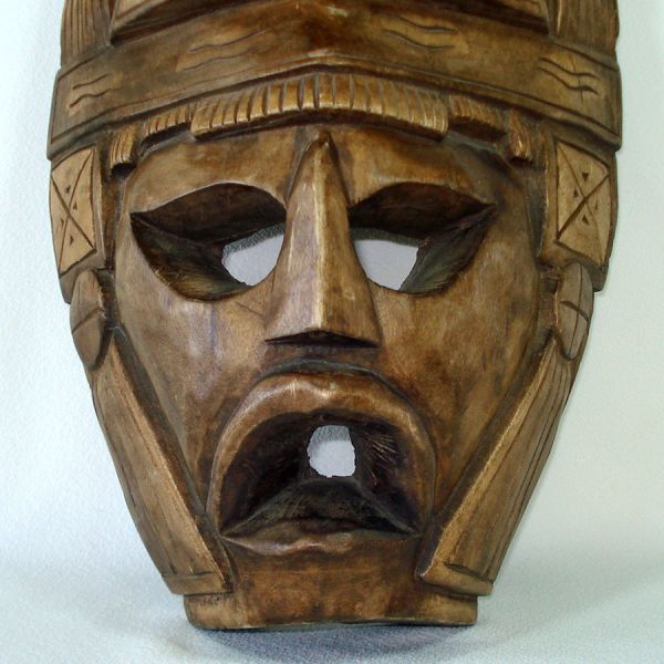 Carved Wood Tribal Mask Wall Decor 18 inches #3