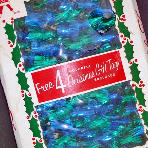 Box Blue Green Tinsel Twinkle Twirl Spiral Christmas Garland #3