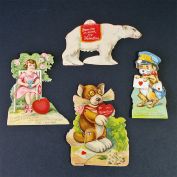 4 German Valentine Cards Circa 1910 Plus Easter Card