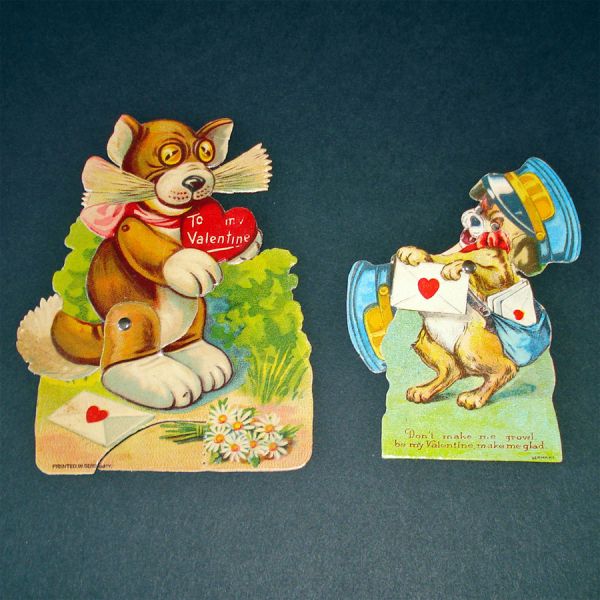 4 German Valentine Cards Circa 1910 Plus Easter Card #2