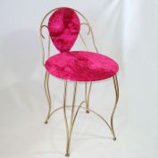 Brass, Hot Pink Velour Mid Century Vanity Chair Stool Clearance
