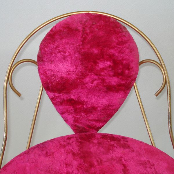 Brass, Hot Pink Velour Mid Century Vanity Chair Stool Clearance #4