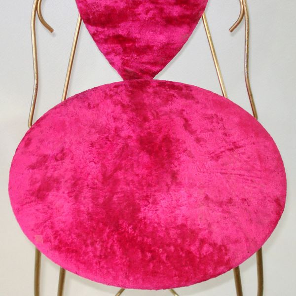 Brass, Hot Pink Velour Mid Century Vanity Chair Stool Clearance #5