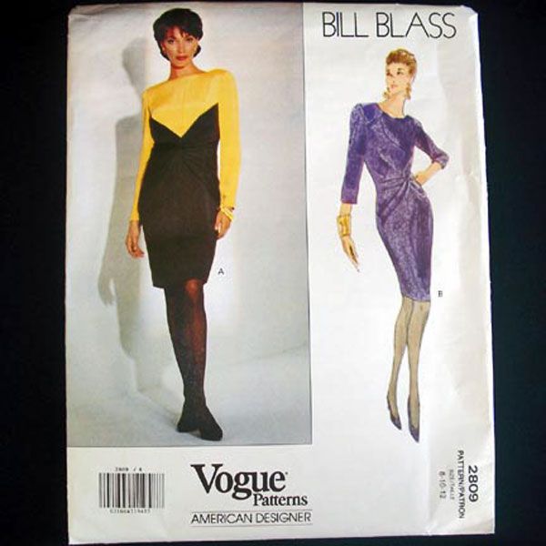 Vogue Bill Blass Draped Waist Dress Sewing Pattern Uncut Clearance