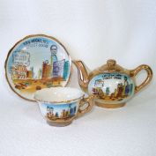 Las Vegas 1950s Mini Souvenir Teapot, Cup, Plate Set