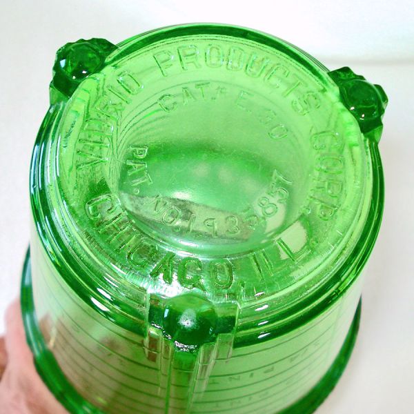 Vidrio 1930s Green Uranium Glass Mixer Beater Jar With Top #5