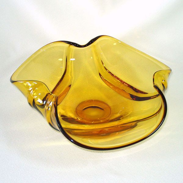 Viking 1969 Epic Drape Gold 12 Inch Glass Centerpiece Bowl Clearance #2