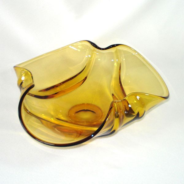 Viking 1969 Epic Drape Gold 12 Inch Glass Centerpiece Bowl Clearance #3