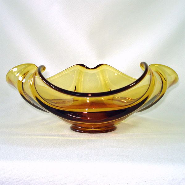 Viking 1969 Epic Drape Gold 12 Inch Glass Centerpiece Bowl #4