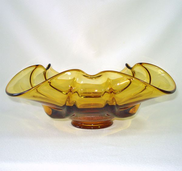 Viking 1969 Epic Drape Gold 12 Inch Glass Centerpiece Bowl #5