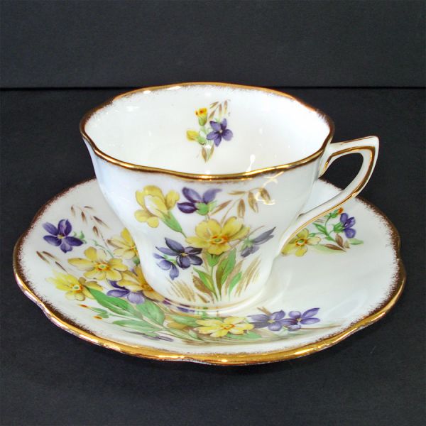 Purple Yellow Violets Bone China Teacup and Saucer Clearance #2
