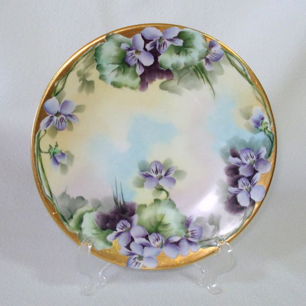 Jean Pouyat Limoges Porcelain Violets Plate #4
