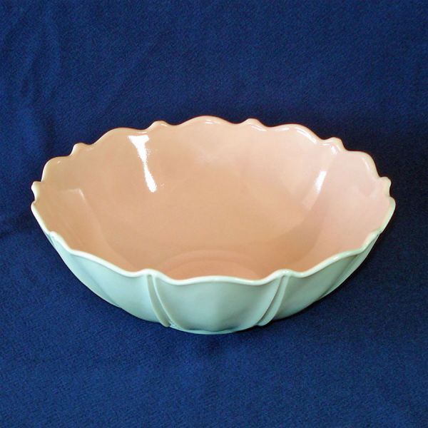 Hocking Pink Oyster Pearl Console Set Bowl Candlesticks Clearance #2
