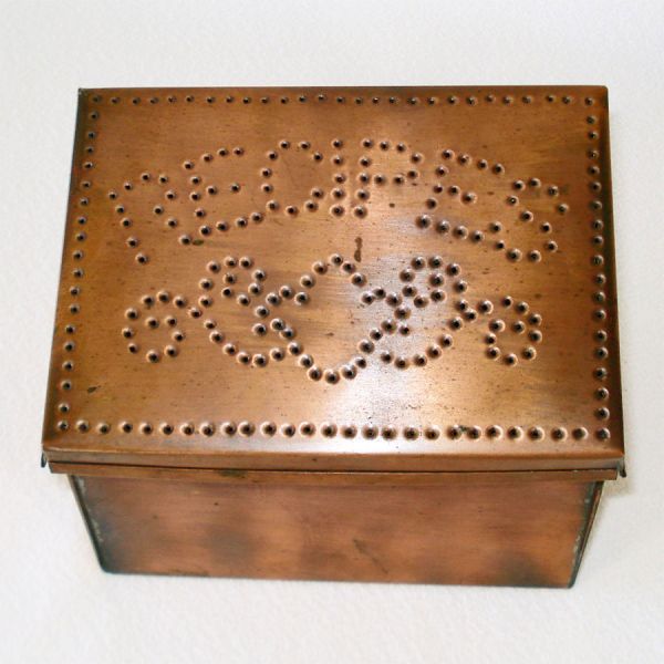 Pfaltzgraff Village Punched Copper Recipe Box