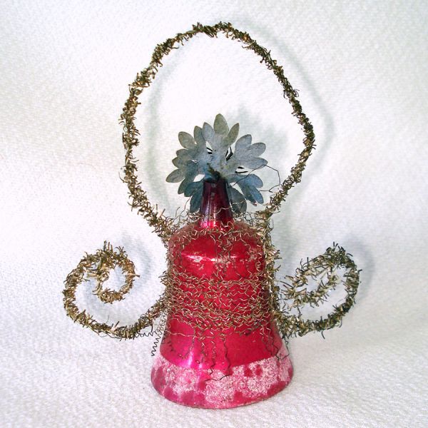 Antique Wire Wrap Glass Bell Christmas Ornament #2