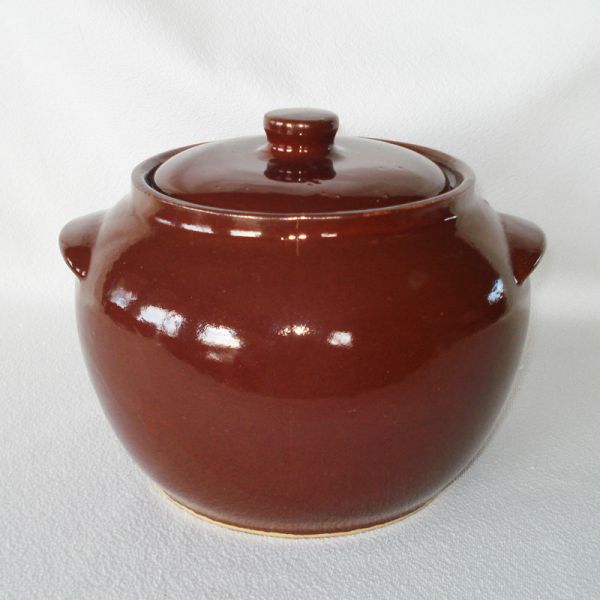Watt Stoneware Brown Bean Pot Cookie Jar #1