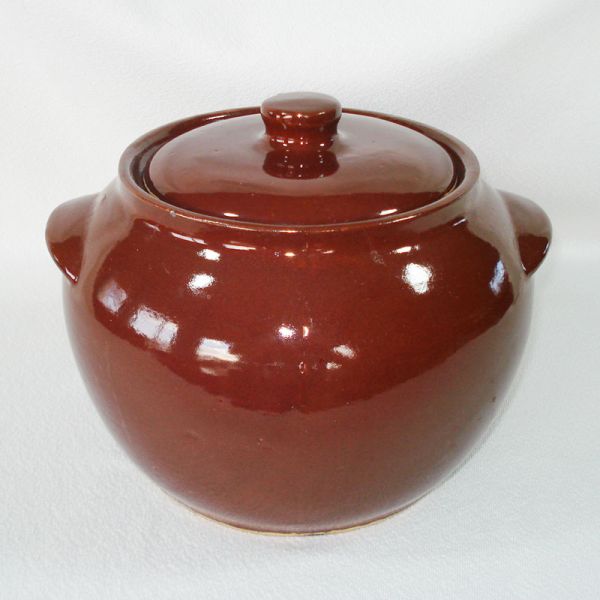 Watt Stoneware Brown Bean Pot Cookie Jar #2