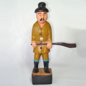 Folk Art Carved Wood Longshoreman With Club Figure Clearance