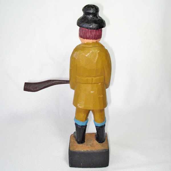 Folk Art Carved Wood Longshoreman With Club Figure Clearance #3