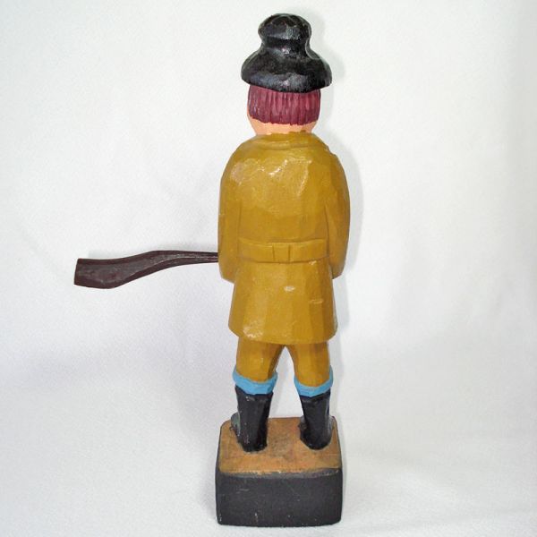 Folk Art Carved Wood Longshoreman With Club Figure #3