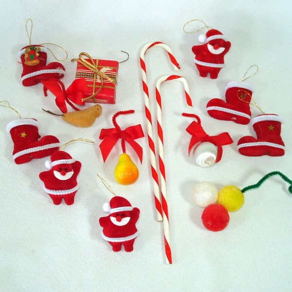 1970s Wood and Flocked Christmas Ornaments Lot of 31 #2