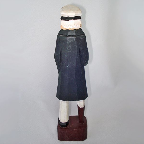 Folk Art Carved Wood Sea Captain Figure Wooden Leg #3