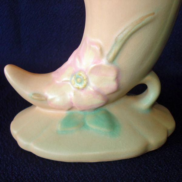 Weller Pottery Wild Rose Cornucopia Vase #4