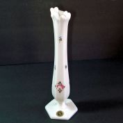 Westmoreland Milk Glass Bud Vase Hand Painted Roses