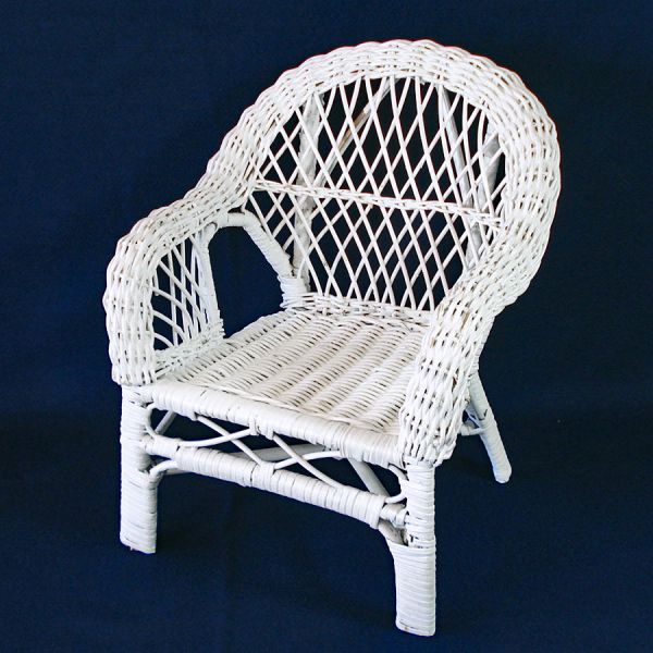 White Wicker Doll Chair 12 Inches High #2