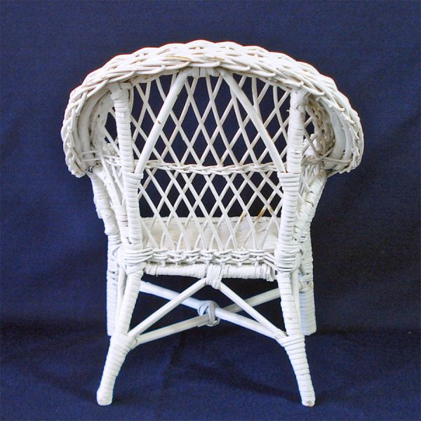 White Wicker Doll Chair 12 Inches High Clearance #3