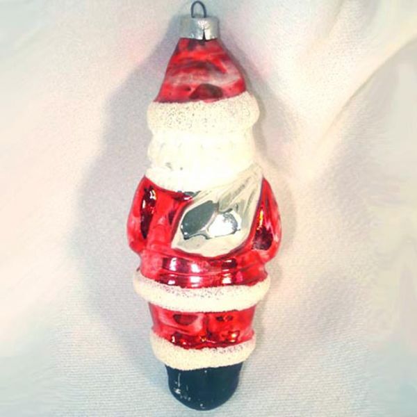 West Germany Standing Santa Glass Christmas Ornament #2