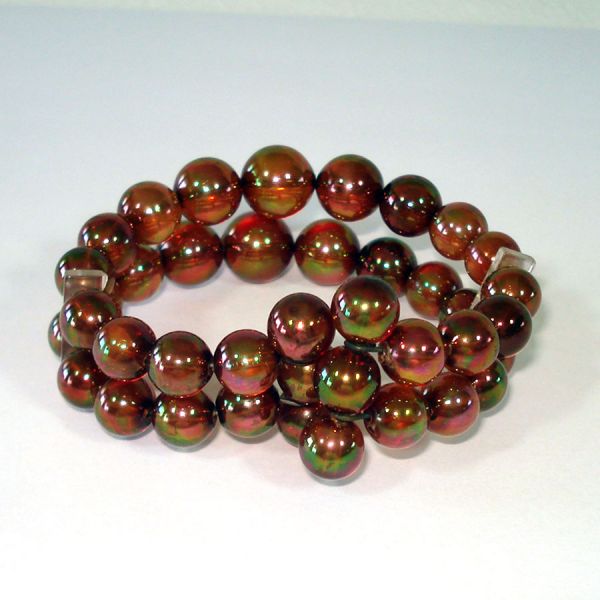 Iridescent Root Beer Beads Wrap Bracelet Plus Bonus Blue Bracelet Clearance #3