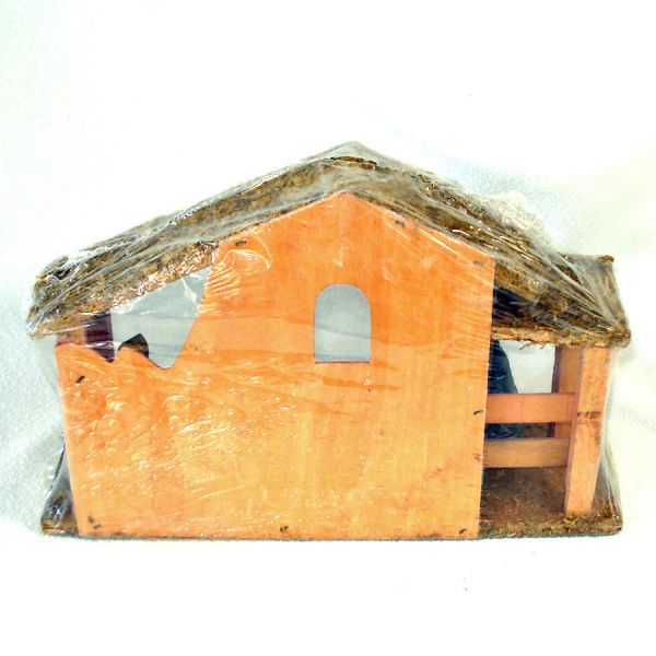 Ceramic Christmas Nativity Scene in Wood Stable Unused Sealed #2