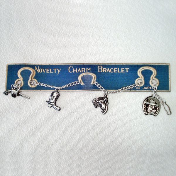 Western Charm Bracelet 1950s Japan Toy on Original Card Clearance