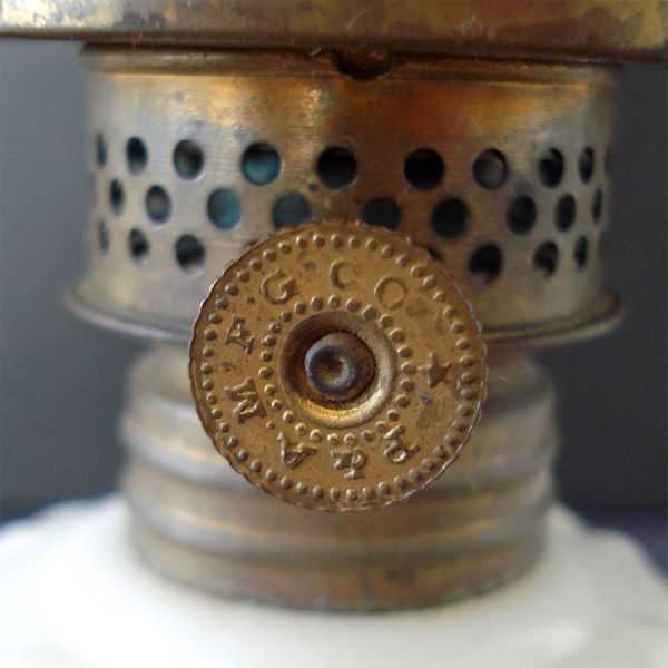 Antique Miniature Milk Glass Oil Kerosene Lamp #4