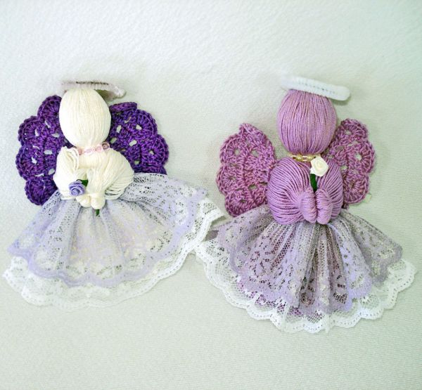 Lace, Crochet Handmade Yarn Angel Doll Christmas Ornaments Clearance #2