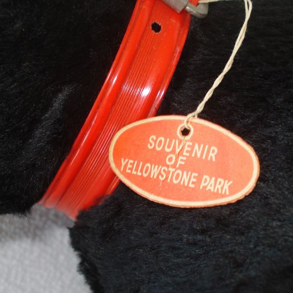 1960s Straw Stuffed Bear on Leash Toy, Yellowstone Souvenir #4