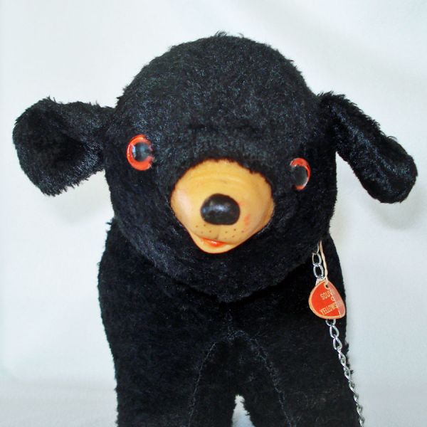 1960s Straw Stuffed Bear on Leash Toy, Yellowstone Souvenir #7