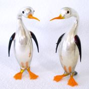 Pair 1930s Blown German Mercury Art Glass Penguins