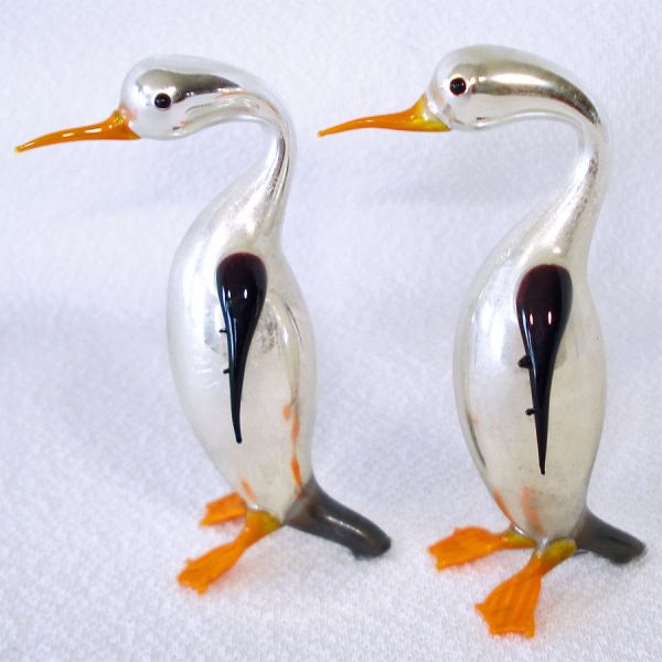 Pair 1930s Blown German Mercury Art Glass Penguins #2