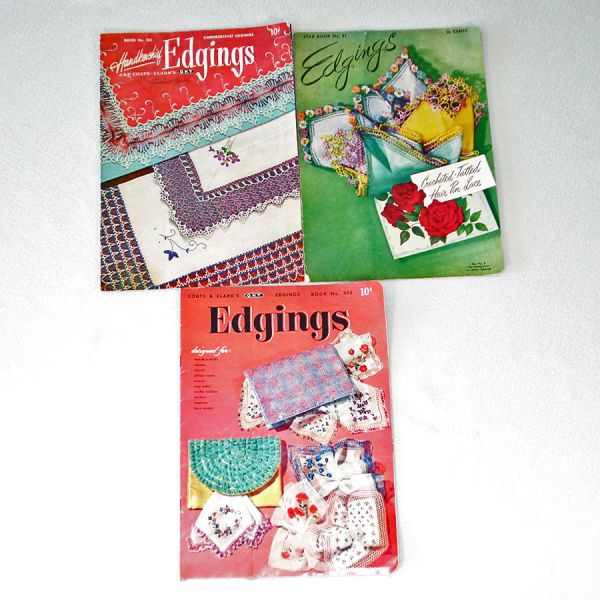 Crochet Lace Edgings 3 Pattern Instruction Booklets 1950s
