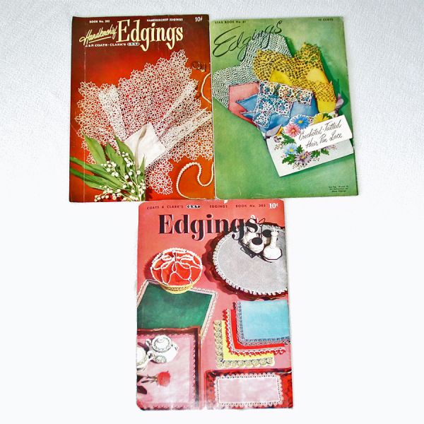Crochet Lace Edgings 3 Pattern Instruction Booklets 1950s #2