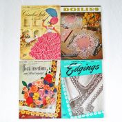 Lot 4 Crochet Pattern Booklets Doilies, Crinoline Lady, Floral Insertions 1949