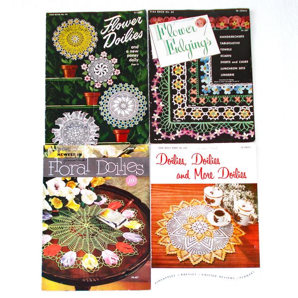 Floral Doilies, Flower Edgings 4 Crochet Pattern Booklets