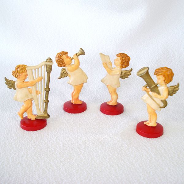 German Hard Plastic Standing Angel Christmas Figure Ornaments