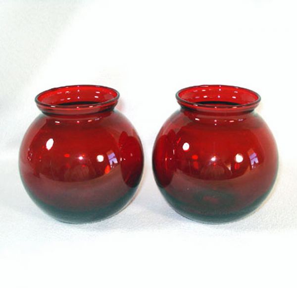 Anchor Hocking Royal Ruby 4 Glass Vases Plus Ruby Cruet #2